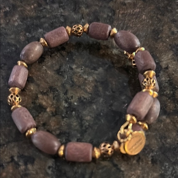 Alex and Ani Brown and Gold Filigree Bracelet - Picture 1 of 3